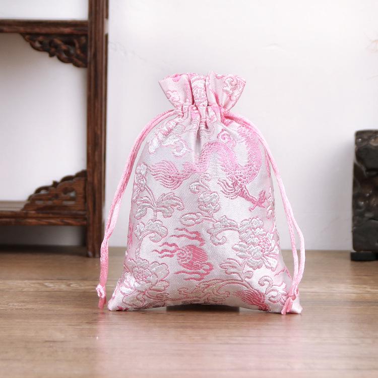 

Brocade Embroidered Wenwan Bracelet Storage Pouch - Cute, Thickened, Drawstring Jewelry Bag 10*14 cm