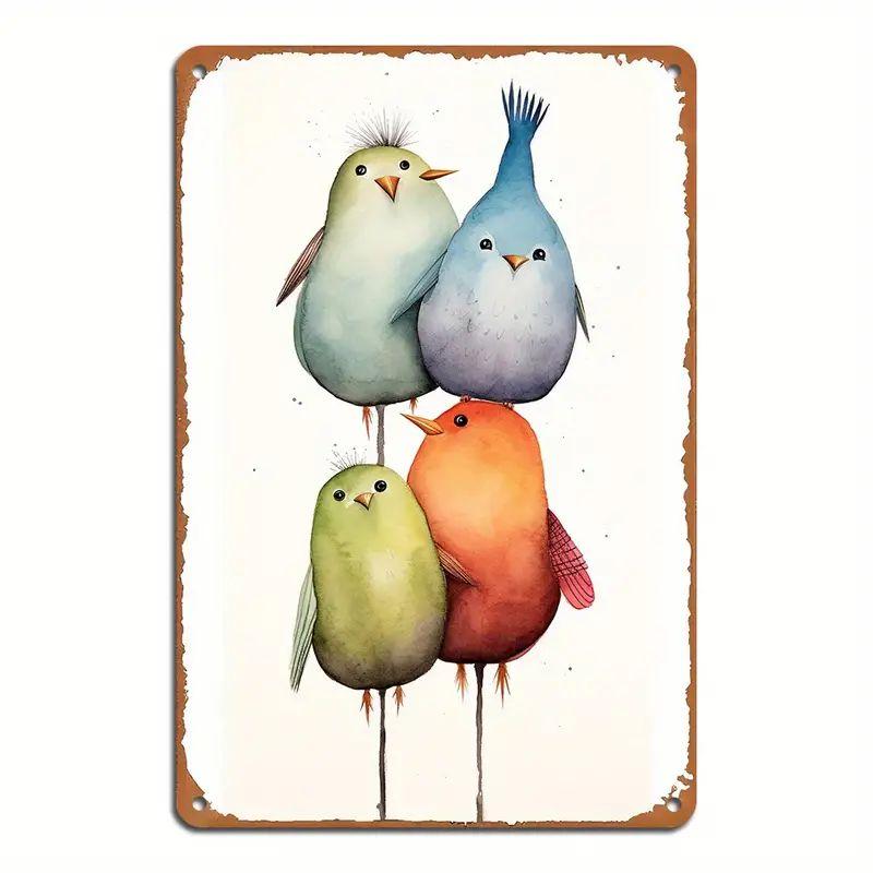 Metal Tin Poster Pastoral Birds Metal Tin Signs Posters Plate Wall Decor for Bars Restaurant Cafe Clubs Retro Posters Plaque