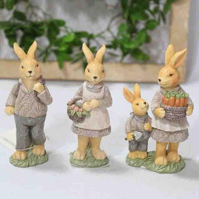 C Arrot Resin Bunny Decoration Ornament Easter Animal Statue Tulip Flower Bedroom Living Room Decoration