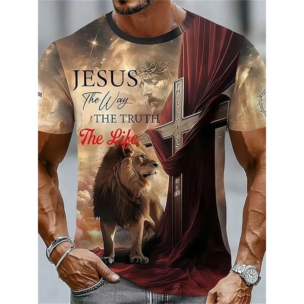 Summer Loose Breathable Oversized Sports Versatile Round Neck Short Sleeved T-shirt Men's Casual Fashion Animal 3D Printed T-shirt