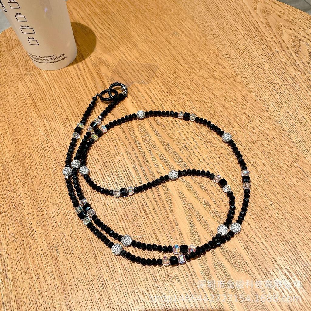 Crossbody Phone Chain Crystal Beads Shiny Diamond Ball New Chinese Style Bag Long Strap Neck Hanging Anti-theft Chain for Women
