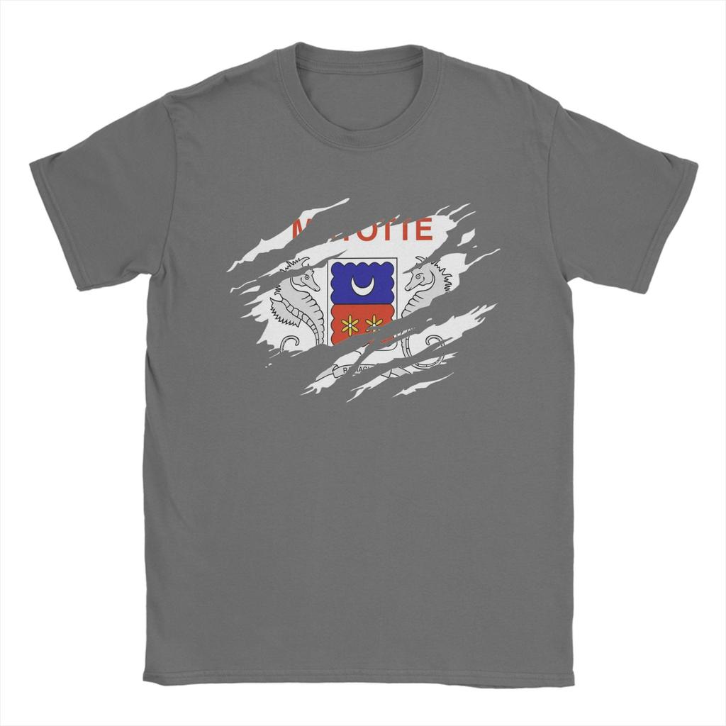 Mayotte Flagge T-Shirts Unisex 100% Baumwolle Neuheit T-Shirt Rundhals T-Shirts Kurzarm Kleidung Bedruckt