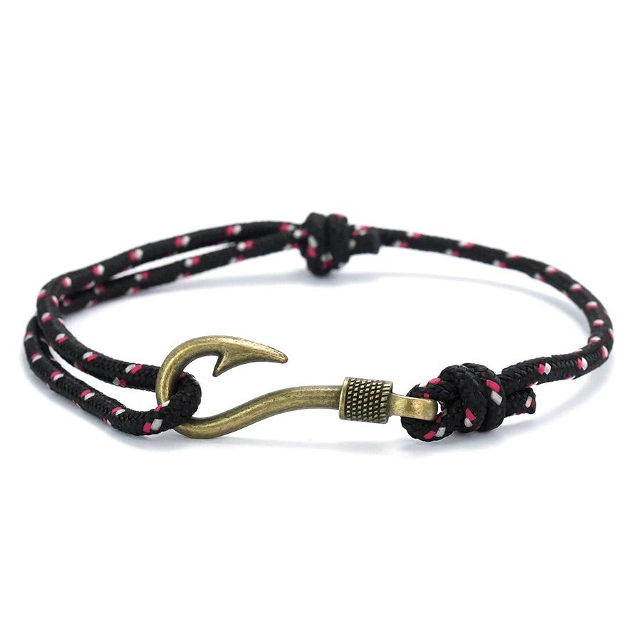 Retro Fishhook Bracelet Men Multicolour Adjustable Nautical Beach Surfing Hand Accessories Lucky Red Paracord Braclet Pulseras
