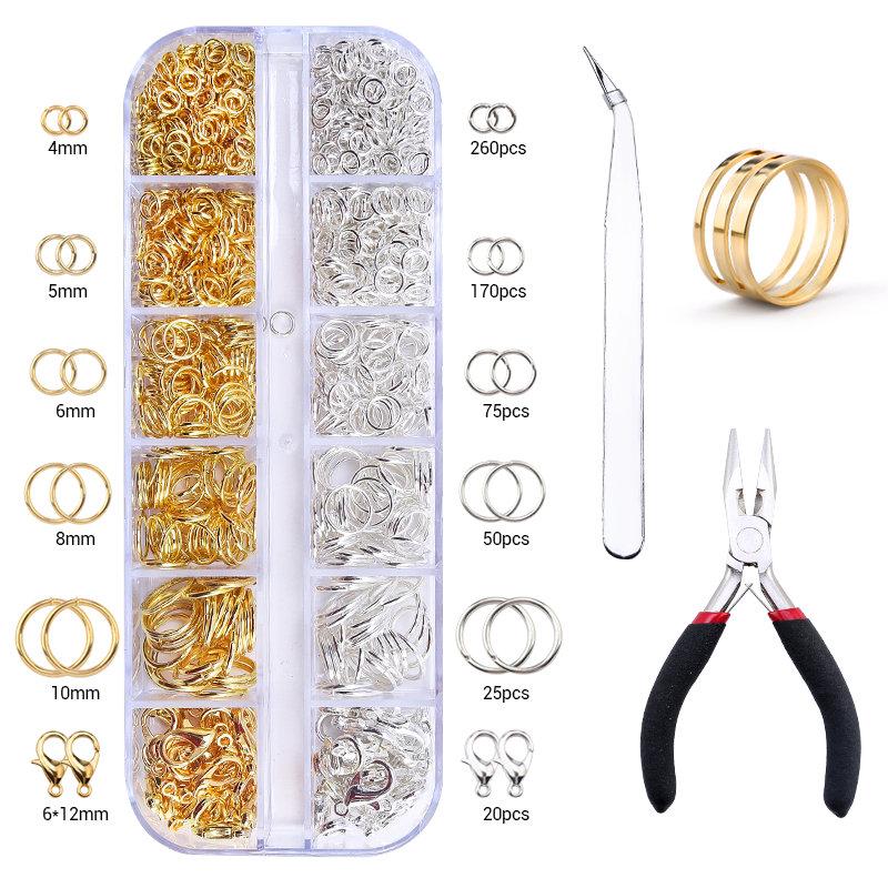 Jewelry Making Supplies Kit with Jewelry Tools Open Jump Rings Lobster Clasps Crimp Beads Screw Head Pins  Eye Pins Earing Hooks