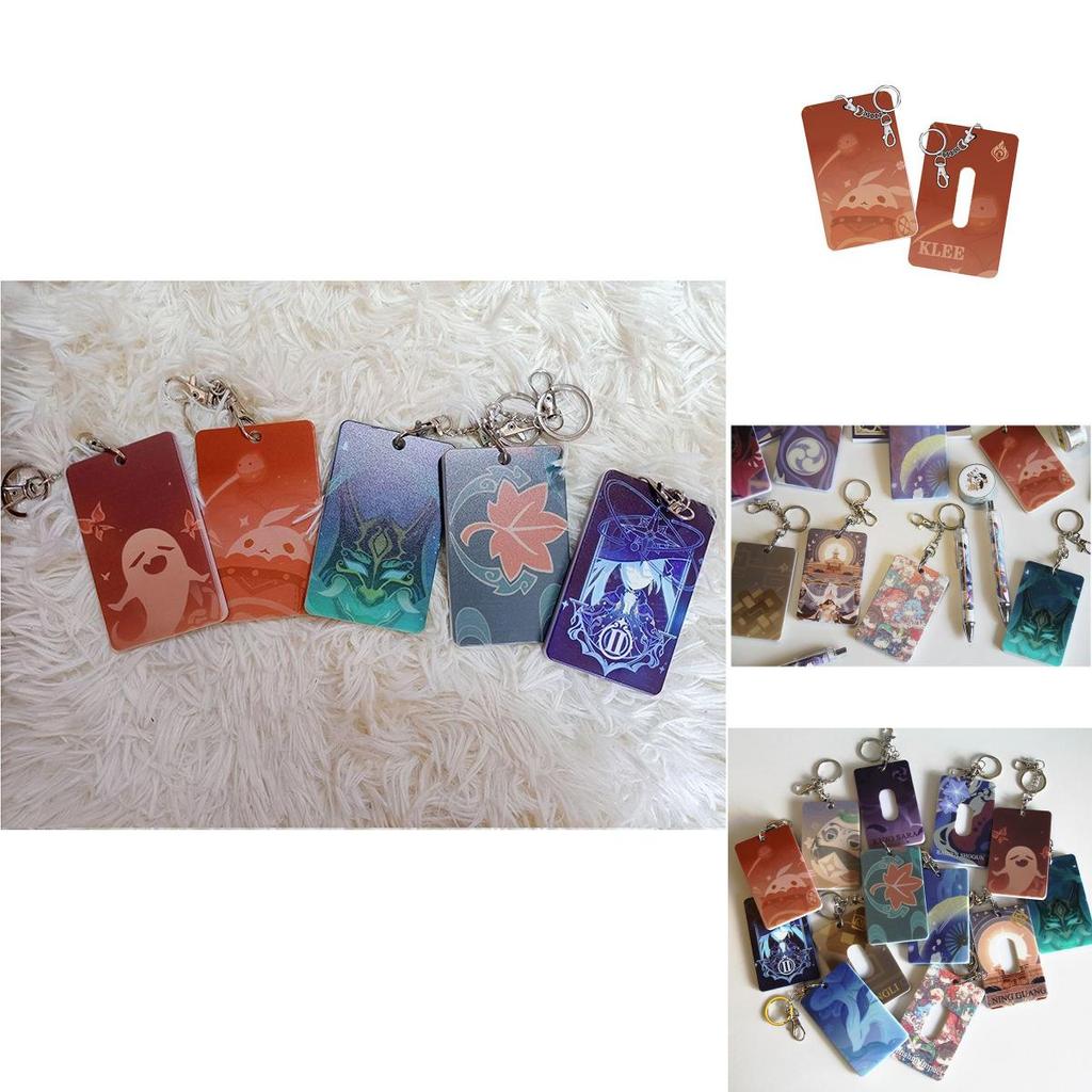 Genshin Impact Card Holder Keychain Pendant With Vibrant Klee Mona Hutao Xiao Ganyu Sayu Ning Design