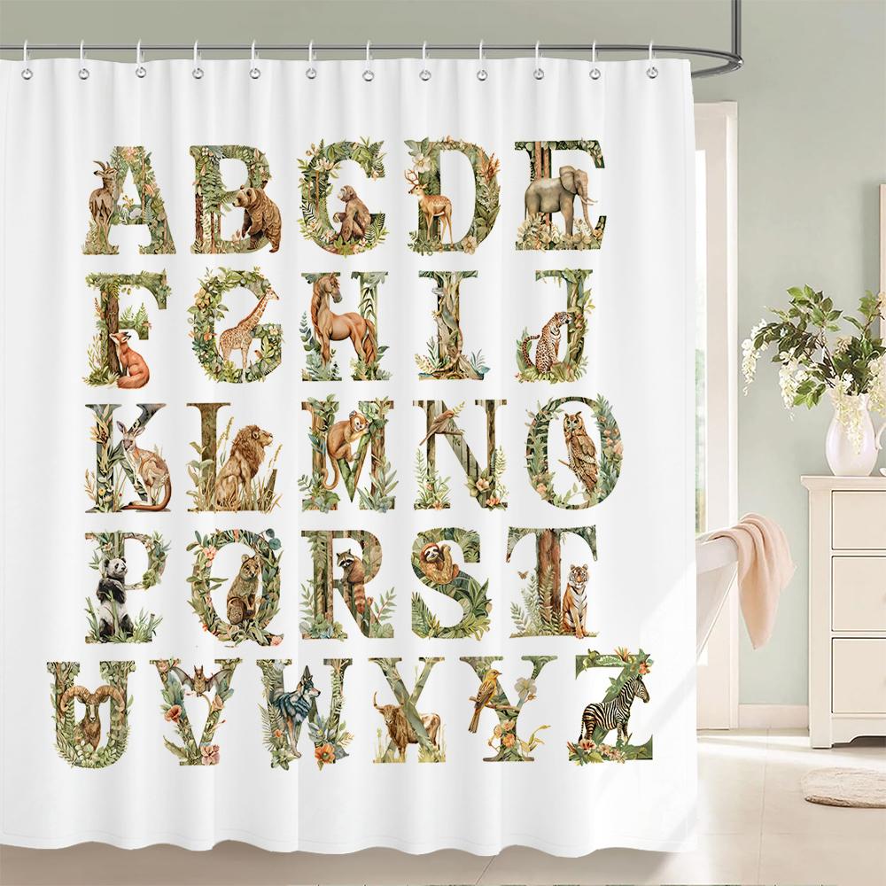 

1 Pcs Flower Leaves Printing Polyester Shower Curtain Waterproof Fabric, European Elegant Pattern Bathroom Partition Curtain W60H190(CM)-1 Pcs