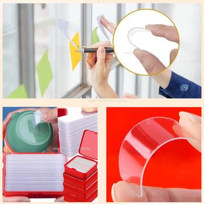 Reusable Double Sided Adhesive Tape Strong Adhesion Wall Sticker Sticky Balloon Traceless Poster Clear Nano Home Improvement
