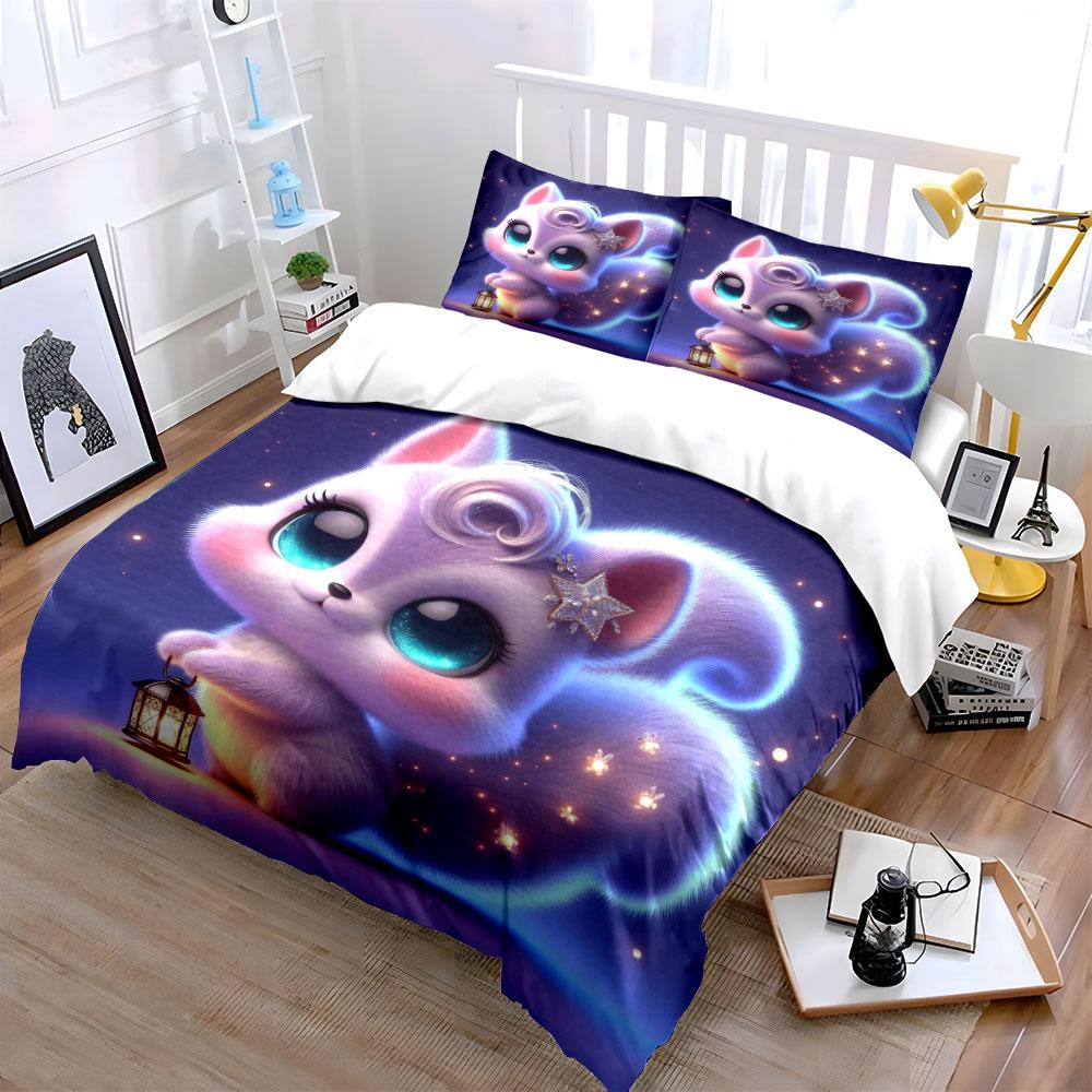 Dreamy Squirrel With Lantern Duvet Cover Set With 3D Printing Design Soft Polyester Bedding Set All-Season Comfort For Gifts