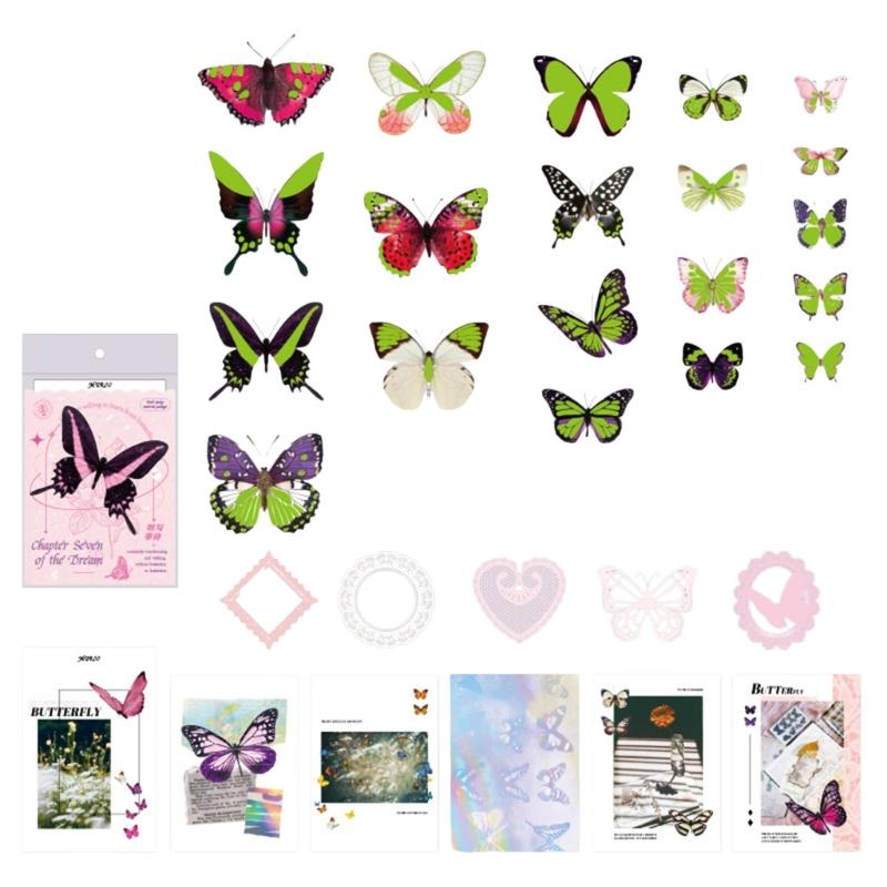 Colorful Butterfly Label Glowing Sticker Craft Materials Suitable for Classroom Decorations Party Favors Craft Set