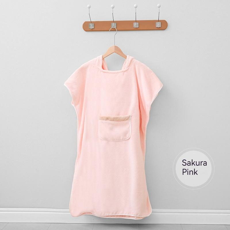 

Банное полотенце из микрофибры для сада, детское банное полотенце, банные полотенца с утолщением и шапочкой, быстросохнущие принадлежности для ванной комнаты, домашний халат 70x70cm&1pc розовый