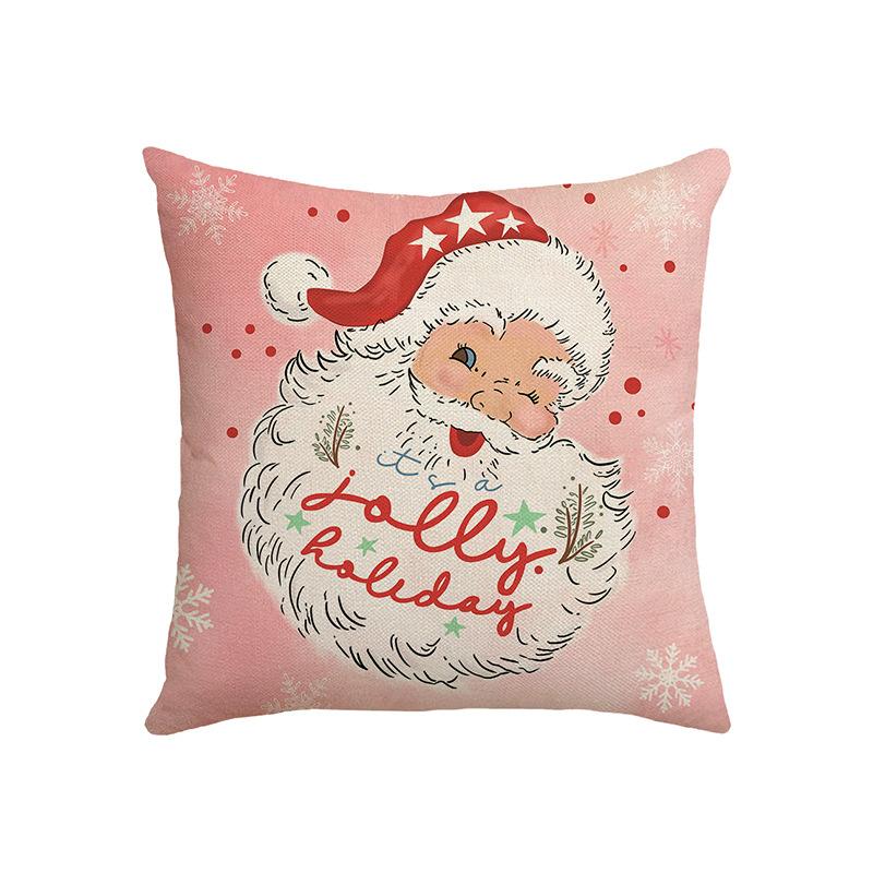 Autumn Letter Santa Claus Pillow Cover Linen Printed Pillow Cushion Cover Home Cushion Cover