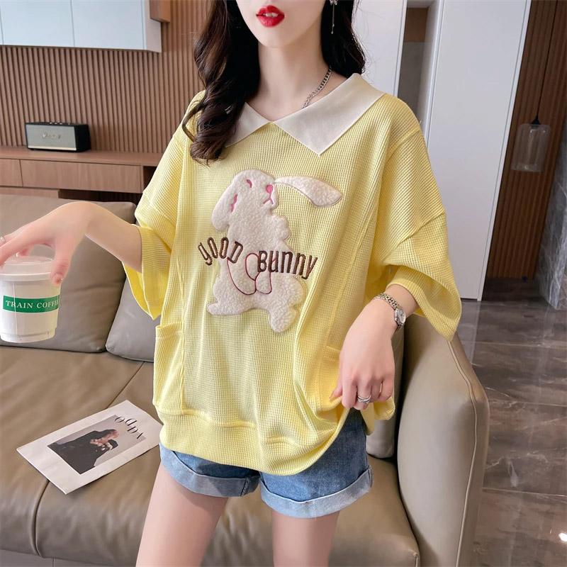 T-shirt for Women Summer Large Size Cotton T-shirt Soft Loose Printed Casual Comfortable Pullover T-shirt Top