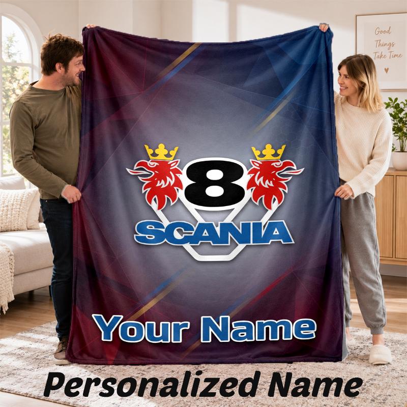 Scania Personalized Flannel Blanket Custom Name Text Soft Throw Blanket Home Decor