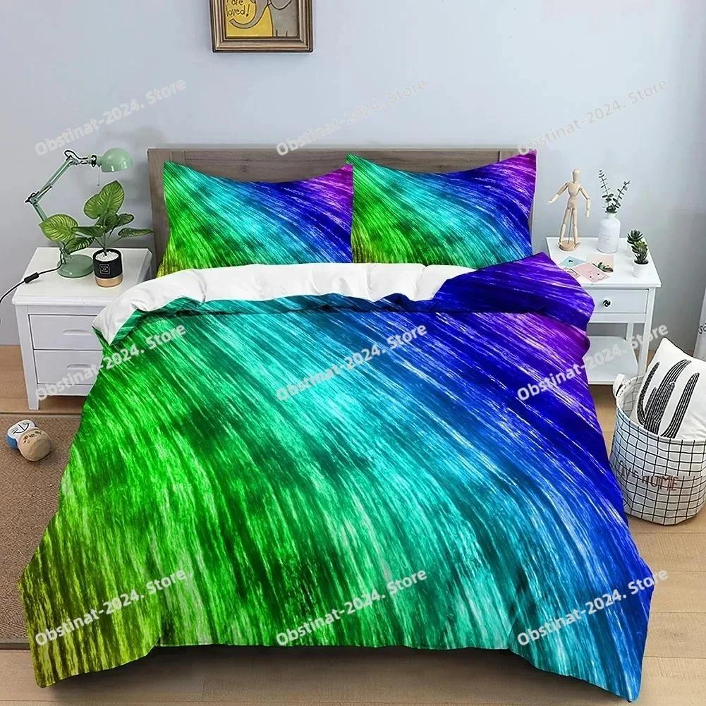 Top 3D Duvet Cover Set Abstract Bedding Set Luxury Rainbow Swirl Quilt Cover With Zipper Closure Queen Size Comforter Cover