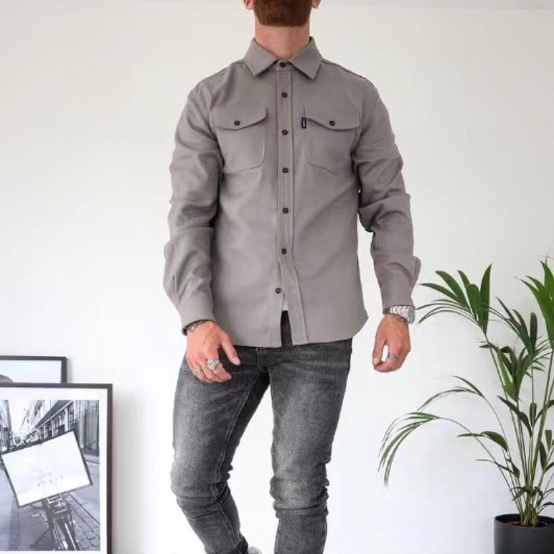 

Autumn and Winter New Men s Youth Casual Men s Shirt XXXL светло-серый