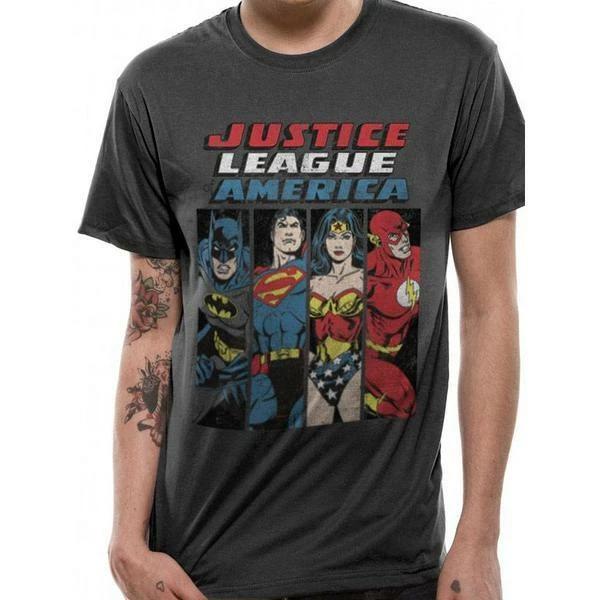 Mens T-shirt DC Originals Justice League Line Up Grey L