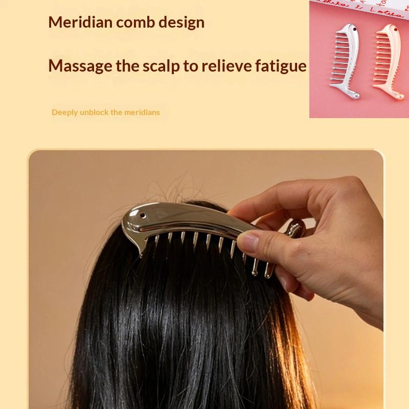 Manual Scalp Massager Head Comb Stainless Steel Portable Gua Sha Facial Tool for Blood Stress Relief