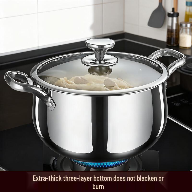 LUVHOO 316L Stainless Steel Drum Soup Pot