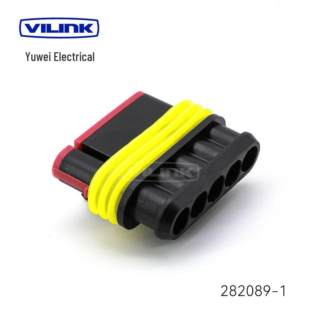 High-Quality AMP Automotive Waterproof Connector Pair for Quick Wire Connection (Male & Female), Model 282080-1.