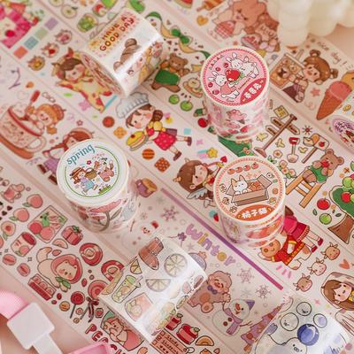 3m/Roll Cartoon Graffiti Life Scene Making Tape School Scrapbooking Stickers DIY Aesthetic Decor Handbook Japanese Stationery