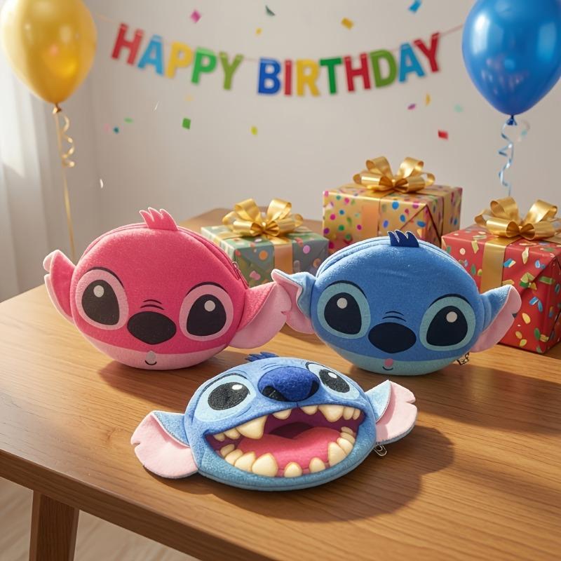 Disney Men's Stitch Coin Purse Cartoon Cute Lilo & Stitch Plush Card Holder Coin Pouch