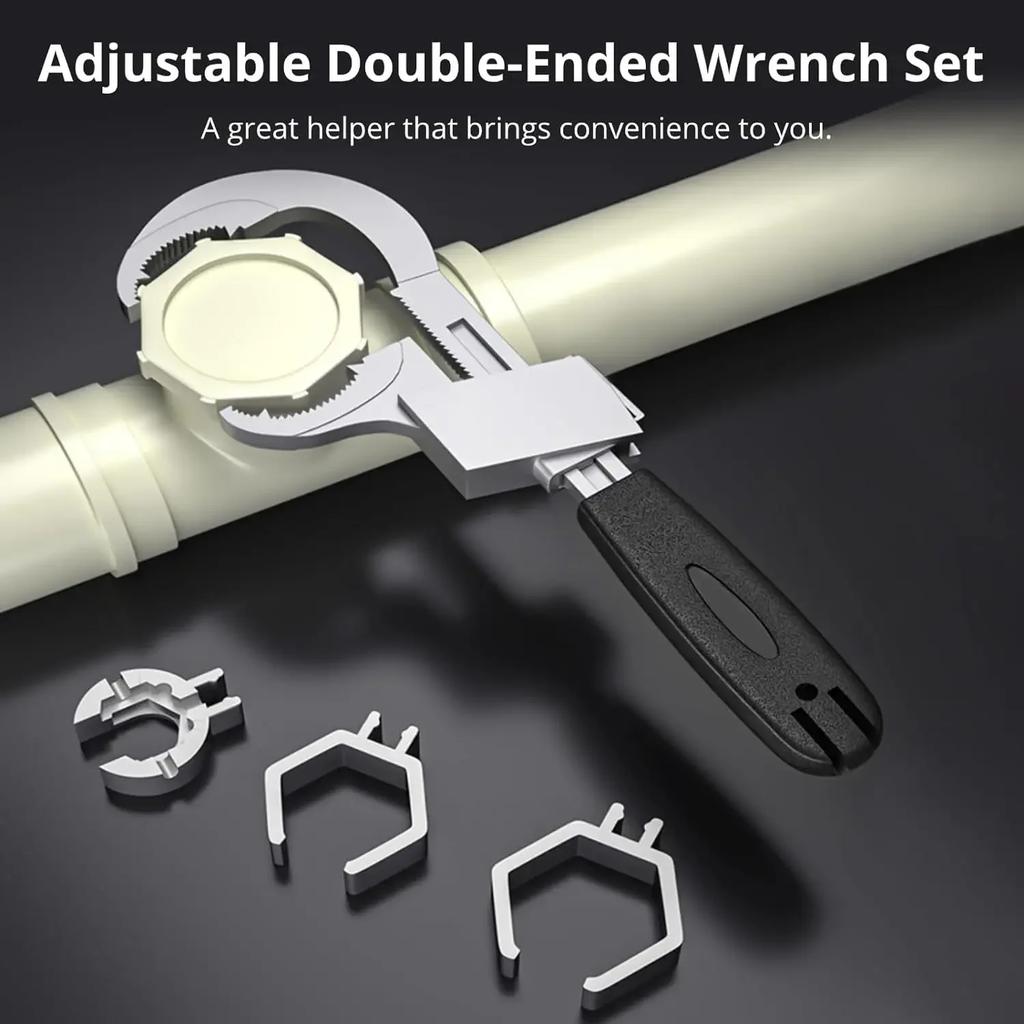 Multifunctional Adjustable Double-Headed Wrench Set, Suitable for Narrow Spaces, Multifunctional Adjustable Wrench