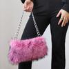 Luxuriöse Weiche Kunstpelz Handtaschen für Damen Winter Flauschige Plüsch Achseltaschen mit Kette Damen Clutch Umhängetasche Abendparty