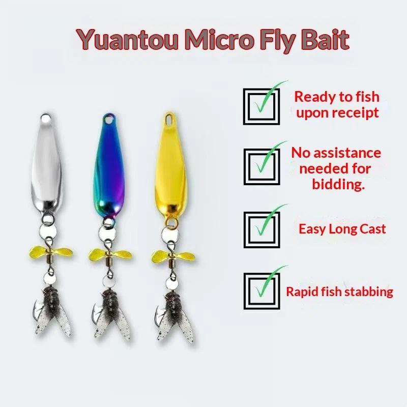 5Pcs Fly Spinning Propeller Metal Sequins Insect Soft Bait Micro Fishing Flies Fly Fishing Hook Trout Bass Fishing Lure Baits