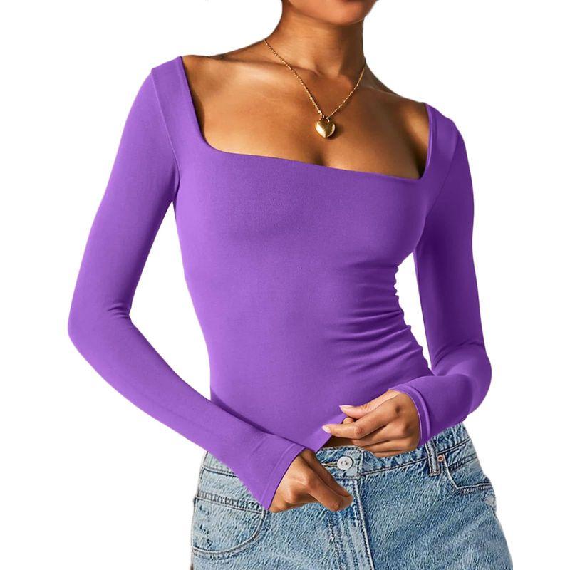 Long Sleeved Square Neck Sexy Base Shirt Long Sleeve Square-Neck Sexy Base Shirt