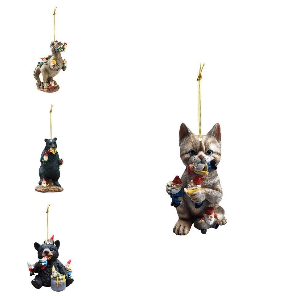 Stylish Retro Doublesided Acrylic Animal Cat Dinosaur Car Accessories Rearview