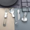 Portable Picnic Stainless Steel Utensils Folding Tableware Cutlery Spoon Spork Fork