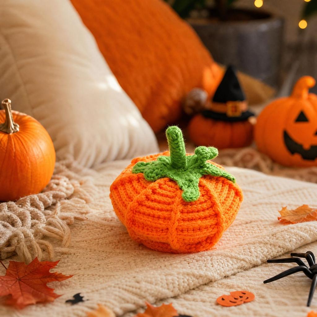 Baby Halloween Pumpkin Shape Hand Knit Hat for Infant Toddler Costume