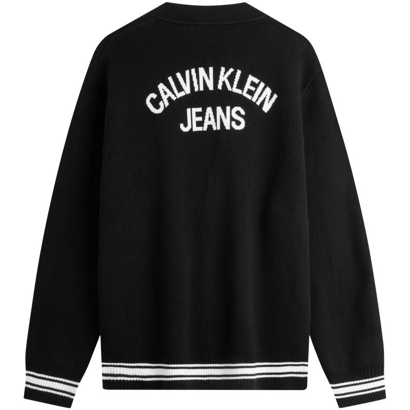 Calvin Klein Casual College Style Jacquard Button V-Neck Cardigan Sweater Unisex sweater 4RD389G-UB1