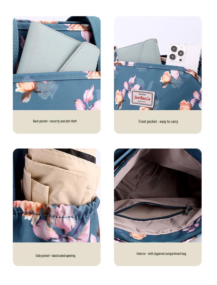2026 Leichte Damen-Crossbody-Tasche aus bedrucktem Nylon mit mehrschichtigen Reißverschlusstaschen