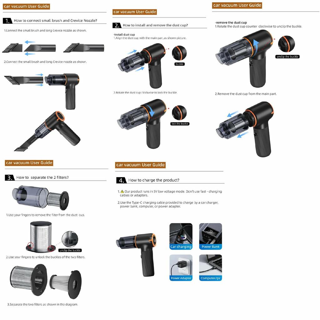 Handheld Mini Car Vacuum Cleaner Rechargeable Wireless Powerful Suction Cleaning Device