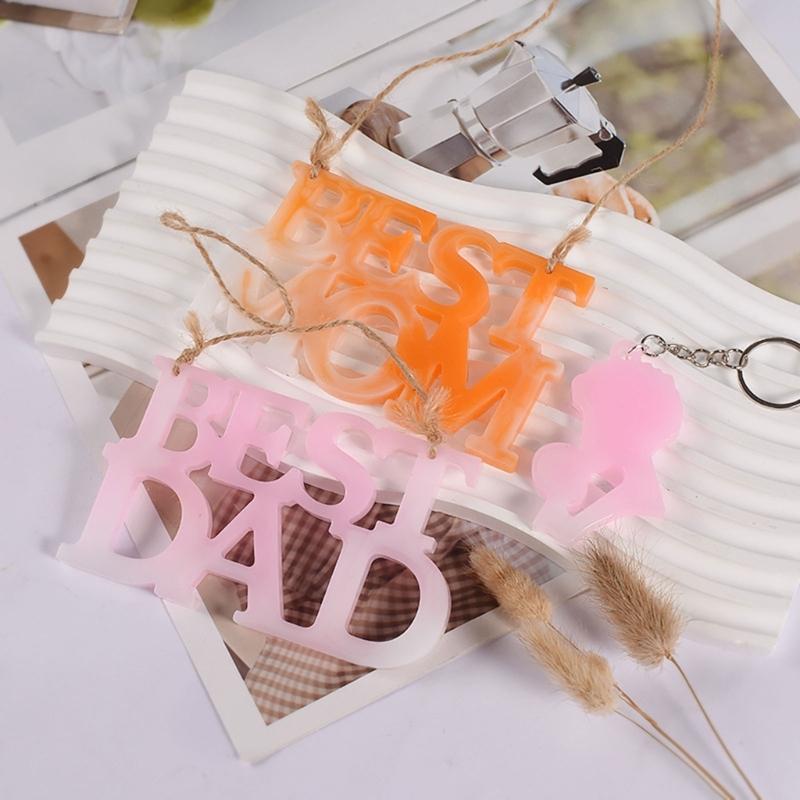 Aromatherapie Tabletten Silikonform PAPA MAMA Anhänger Harzform Schlüsselanhänger Anhänger Epoxid Gießform Hohl Anhänger Formen DIY