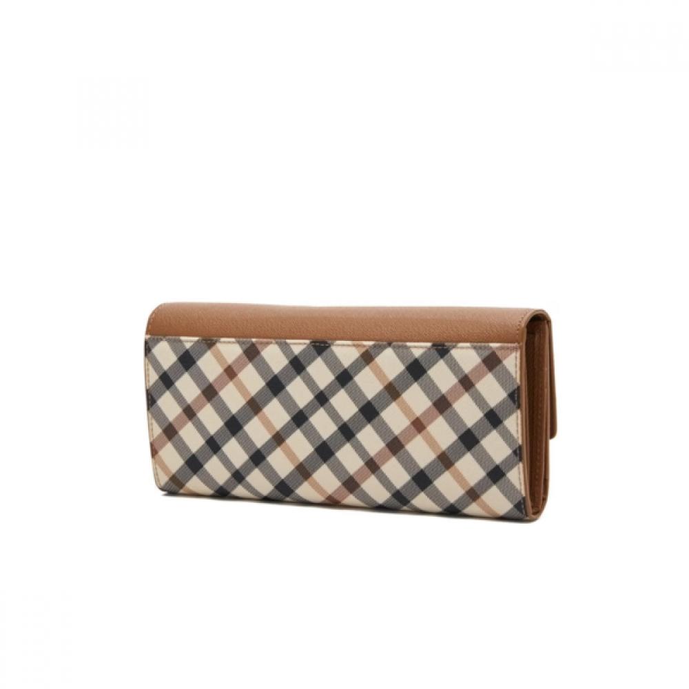 Daks Brown Check Dd Logo 3 Fold Long Wallet Dcwa6f421w2