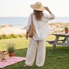 Women's Trendy High Waisted Plaid Pants with Elastic Waistband and Pockets for Casual Daily Wear