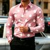 Camicia da Uomo a Pois Manica Lunga, Camicia Business Casual Slim Fit, Top da Uomo Tendenza Moda Casual da Esterno