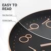 12 Inch Modern Plastic Stylish Non Ticking Silent Analog Wall Clock for Home, Living Room, Bedroom, Office, and Kitchen (Black & Rose Gold)