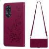 Elegante Schmetterling-Blumen-Flip-Leder-Handyhülle für OPPO Reno8 T 4G Mit langem Schultergurt und Handgelenkschlaufe Hülle