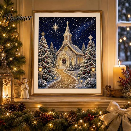 DIY Christmas Gift Ideas Faux Pearl Art Kit, Church Painting Jesus Kit Holy Family Wall Decor Craft for Adults, Handmade Holiday Textured