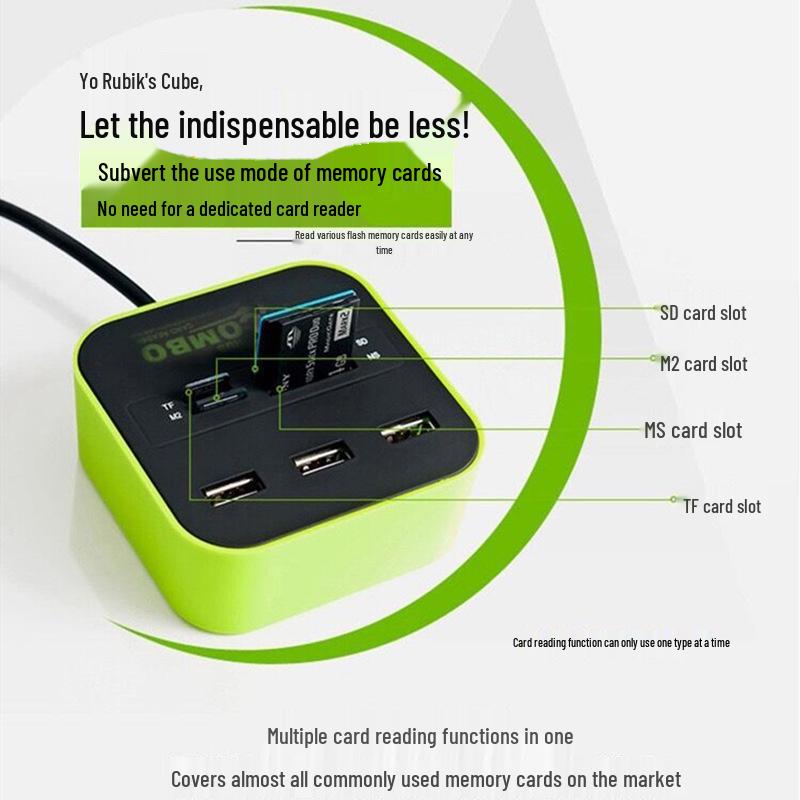 7-in-1 USB Multifunktions-Kartenleser & Hub - SD/TF/MS/M2 Splitter