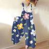 Tuta estiva da donna con stampa floreale, Tuta vintage, Spalline non regolabili,