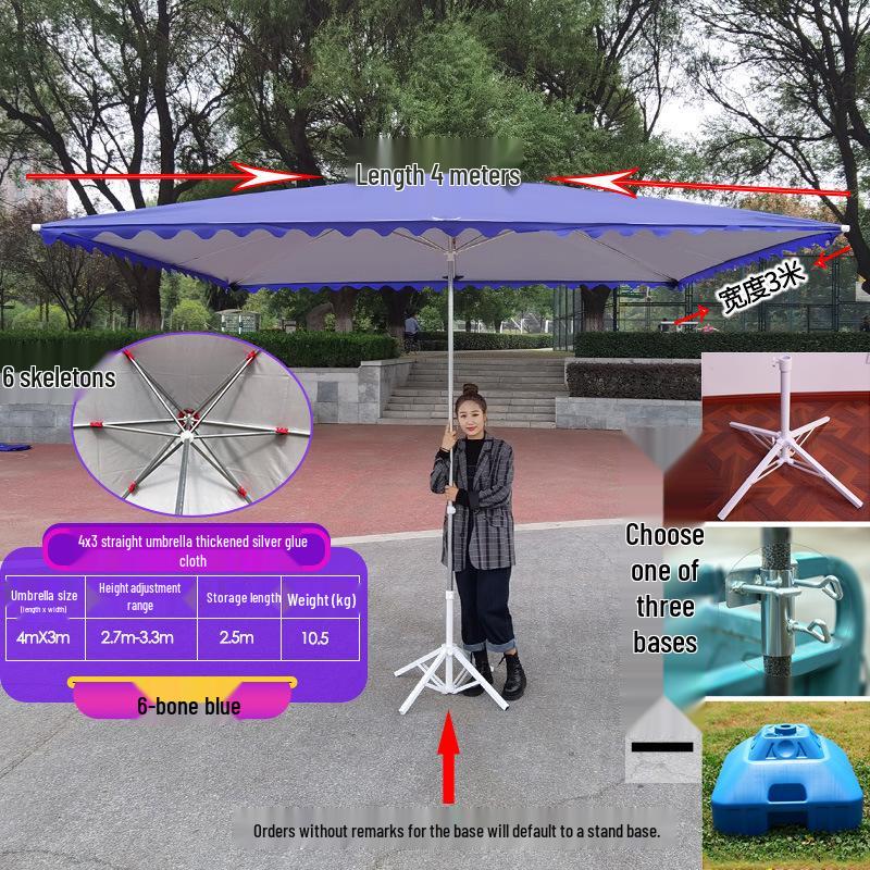 Large Outdoor Rectangular Sunshade Umbrella - Commercial Folding Awning for Courtyard