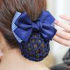 Nurse Stewardess Hair Accessories Bowknot Stripe Net Bun Hair Cover Women Barrette Net Bun Crochet Net Bun Snood