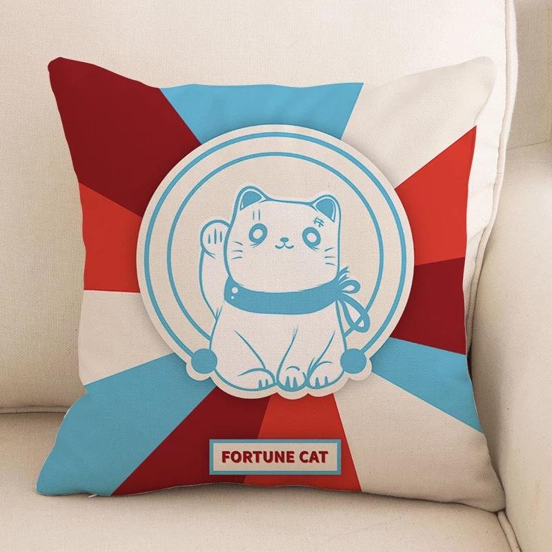 New Style of Lucky Cat Series Pillowcases, Home Office Sofa Pillow Cushion Covers, Seats