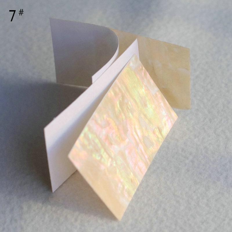 4x7cm Japanese Style Mother-of-Pearl Abalone Shell Nail Stickers with Adhesive, Colorful Patterns, Bendable Ornaments.