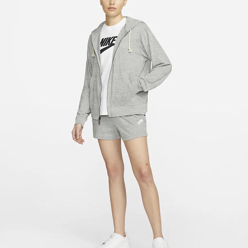 Nike Drawstring Letter Logo Print Solid Full Zip Casual Jacket Women Jacket Dark-Gray DM6387-063