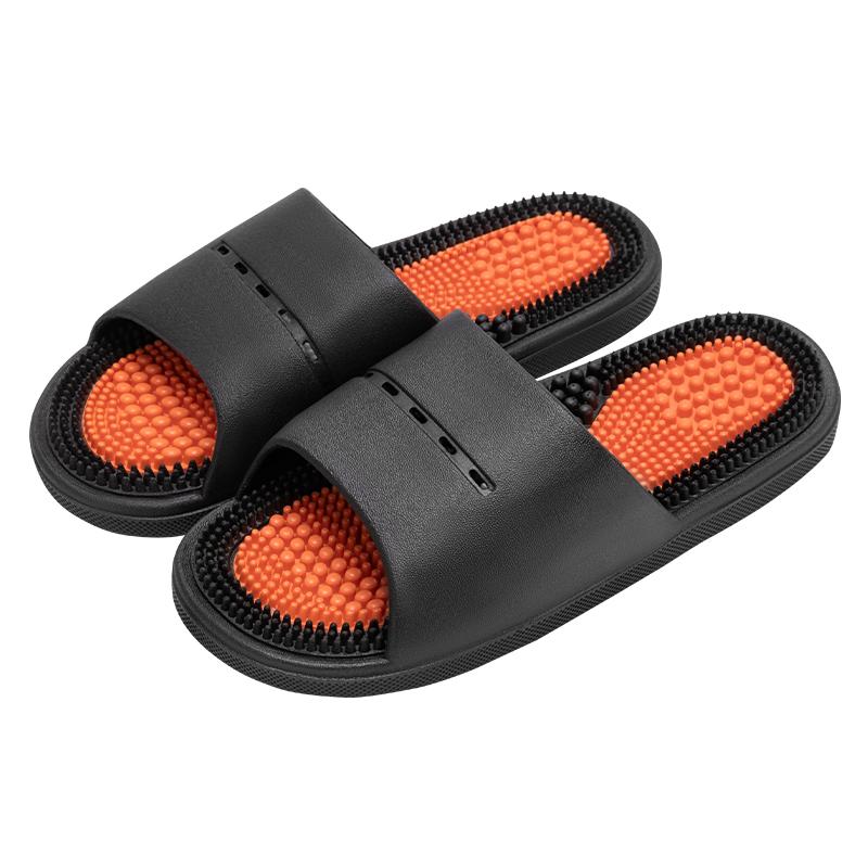 

Летние женские массажные тапочки EVA плоские домашние шлепанцы модные удобные нескользящие тапочки мягкие мужские тапочки для ванной 44-45 чёрный